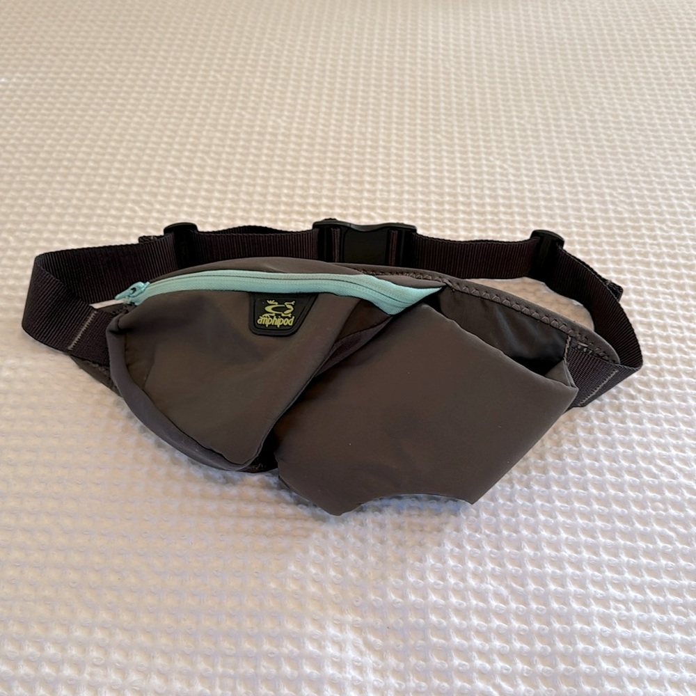 AMPHIPOD Running Belt Bottle Waist Pack with Jett Lock Grey Cyan Turquoise
